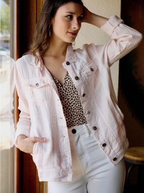 Dylan Anthropologie Texture Linen Jean Jacket XL